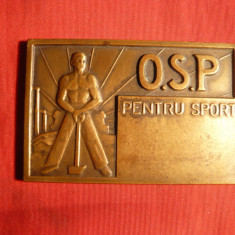 Placheta OSP cca. 1944-1947 ,bronz , 6x4 cm , unifata