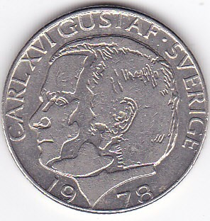 Moneda Suedia 1 Krona 1978 U - KM#852 VF foto