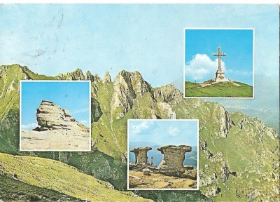 CPI (B1467) MUNTII BUCEGI, MOZAIC, COLTII MORARULUI, CRUCEA DE PE CARAIMAN, SFINXUL, CIRCULATA, STAMPILE, TIMBRU, 20.8.80 foto