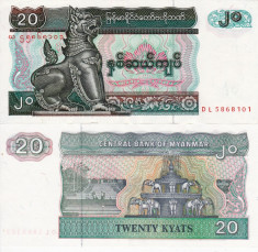 MYANMAR 20 kyats UNC!!! foto