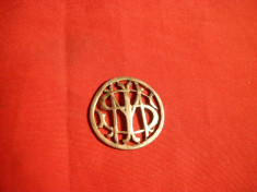 Emblema veche ,probabil argint ,monograma MSI ,d= 2,2 cm foto