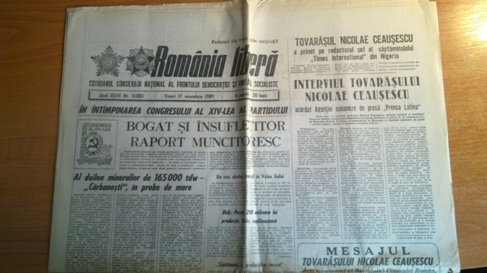 ziarul romania libera 17 noiembrie 1989