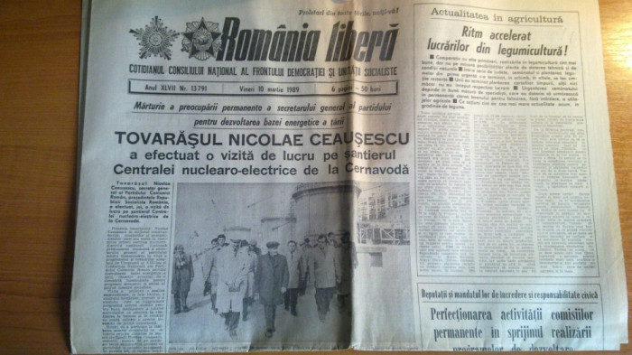 romania libera 10 martie 1989-vizita lui ceausescu la centrala de la cernavoda