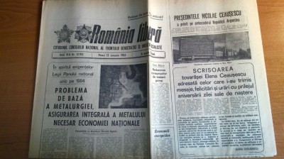 ziarul romania libera 13 ianuarie 1984 -scrisoarea elenei ceausescu foto