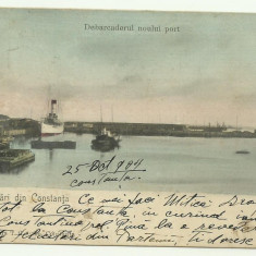 Constanta : debarcaderul noului port - U.P.U., circulata 1904,timbru