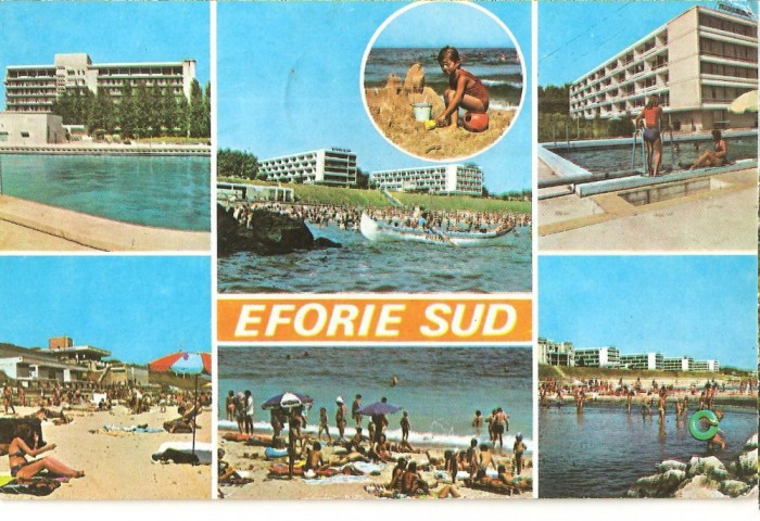 CPI (B1369) EFORIE SUD, MOZAIC 7 IMAGINI, EDITURA MERIDIANE, CIRCULATA, 19.06.1976, STAMPILA , TIMBRU