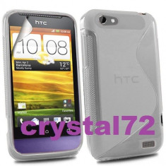 Livrare gratuita!!! Husa termorezistenta silicon-gel TPU clear pentru HTC One V + folie ecran + laveta, calitate foto