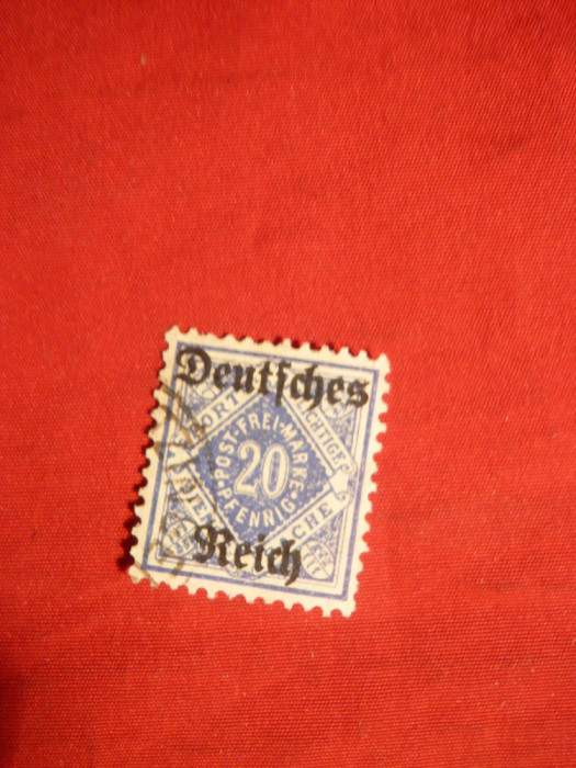 Timbru 20 Pf Wurttenberg supratip.Deutche Reich ,stamp. Germania