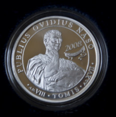 Moneda de argint 5 lei 2008 Publius Ovidius Naso foto