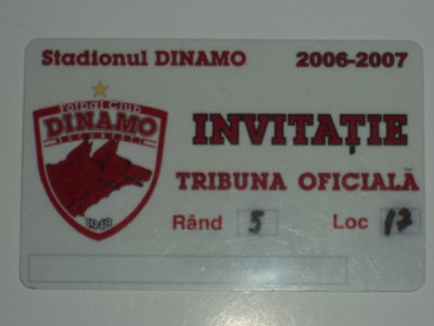 Invitatie fotbal sezonul 2006-2007 Dinamo Bucuresti foto