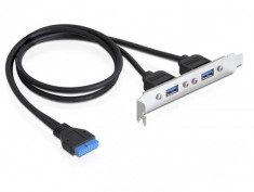 Placa conectori USB 3.0 pin header 19 pin intern la 2 x USB 3.0-A extern - 82963 foto