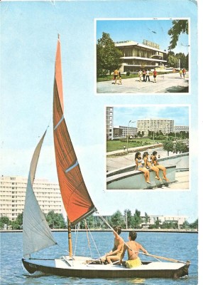 CPI (B1400) MAMAIA, MOZAIC 3 IMAGINI, EDITURA MERIDIANE, ARTA GRAFICA, CIRCULATA 26.8.81, STAMPILA, TIMBRU IMPRIMAT foto