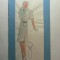 8 - MODA FEMININA VINTAGE ANII 1930 - 40. CROCHIU PE SUPORT DE CARTON CU PASSEPARTOUT - LITOGRAFIE - DIMENSIUNI 32 X 17 CM