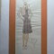5 - MODA FEMININA VINTAGE ANII 1930 - 40. CROCHIU PE SUPORT DE CARTON CU PASSEPARTOUT - LITOGRAFIE - DIMENSIUNI 32 X 17 CM