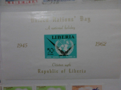 Liberia 1962 ONU colita nedantelata MNH MH foto