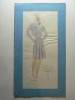 14 - MODA FEMININA VINTAGE ANII 1930 - 40. CROCHIU PE SUPORT DE CARTON CU PASSEPARTOUT. - LITOGRAFIE - DIMENSIUNI 32 X 17 CM