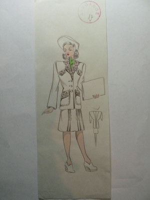 45 - MODA FEMININA VINTAGE ANII 1930 - 40. CROCHIU EXECUTAT MANUAL CREIOANE COLORATE - DIMENSIUNI 30 X 11CM foto