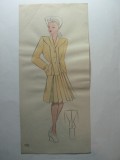 43 - MODA FEMININA VINTAGE ANII 1939 - 40. CROCHIU LITOGRAFIE 30 X 14 CM