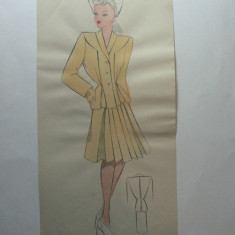 43 - MODA FEMININA VINTAGE ANII 1939 - 40. CROCHIU LITOGRAFIE 30 X 14 CM