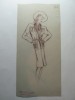 49 - MODA FEMININA VINTAGE ANII 1930 - 40. CROCHIU EXECUTAT MANUAL IN CREIOANE COLORATE PE CALC- DIMENSIUNI 27 X 13 CM