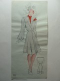 37 - MODA FEMININA VINTAGE ANII 1939 - 40. CROCHIU LITOGRAFIE 30 X 14 CM