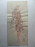 36 - MODA FEMININA VINTAGE ANII 1939 - 40 CROCHIU LITOGRAFIE 30 X 14 CM