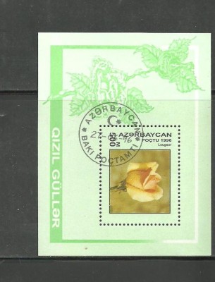 Azerbaijan 1996 - FLORI TRANDAFIRI, COLITA stampilata, B21 foto