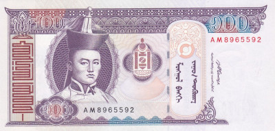 Bancnota Mongolia 100 Tugrik 2008 - P65b UNC foto
