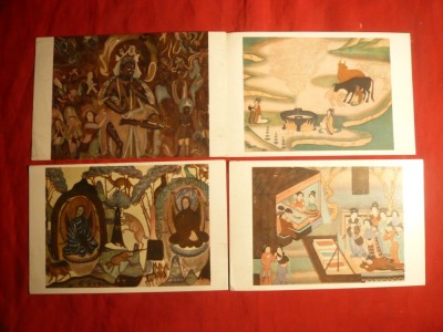 Set 5 Ilustrate China - Fresce antice 1951 foto