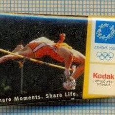 102 INSIGNA -OLIMPICA, ATENA 2004 -KODAK sponsor olimpic -proba de saritura in inaltime -starea care se vede