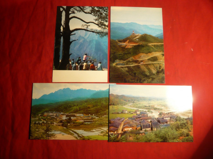 Set 4 Ilustrate Muntii Ching Kang -Locuri istorice China anii &#039; 70