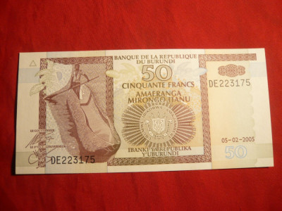 Bancnota 50 Fr.Burundi 2005 ,cal.NC foto