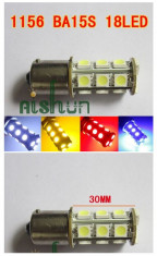 Led bec BA15S P21W 18 smd 5050 de culoare galben foto