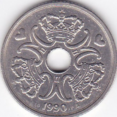 Moneda Danemarca 5 Kroner 1990 - KM#869.1 VF