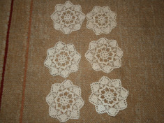 SUPORTURI PAHAR 6 BUCATI , MACRAME MILEU ---- LUCRATE MANUAL D=10CM foto