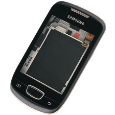 Carcasa rama fata geam sticla touchscreen digitizer mijloc miez corp sasiu capac spate baterie acumulator Samsung S5570 Galaxy Mini 4 Originala Swap foto