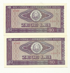 ROMANIA LOT BANCNOTE 10 LEI 1966 SERII CONSECUTIVE foto