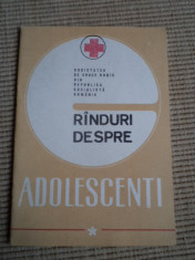 Randuri despre adolescenti societatea de cruce rosie editura medicala 1974 RSR foto