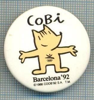 323 INSIGNA - Olimpica -Olimpiada Barcelona &amp;#039;92 -Cobi (mascota) - starea care se vede foto