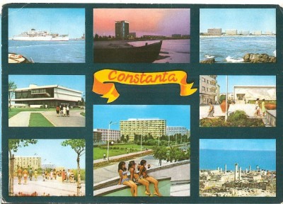 CPI (B1532) CONSTANTA, MOZAIC 8 IMAGINI, EDITURA OSEDT, CIRCULATA 06.2.74, STAMPILE, TIMBRU foto