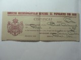 DIRECTIA RECENSAMANTULUI GENERAL AL POPULATIEI DIN 1930 - CERTIFICAT