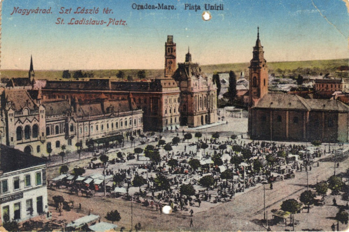 Carte postala CP BH001 Oradea Mare - Piata Unirii 1917 - necirculata