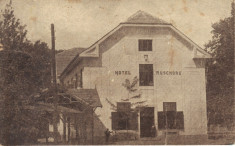 Carte postala CP TM001 Baile Buzias - Hotel Muschong - circulata 1925 Interbelica foto