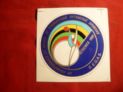 Autocolant -Afis -Reclama-Campionate Gimnastica Ritmica Atena 1991 foto