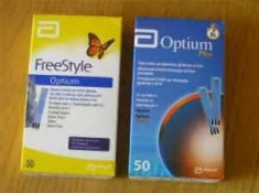 teste glicemie Freestyle Optium pentru glucometru Optium Xceed + ace intepat foto