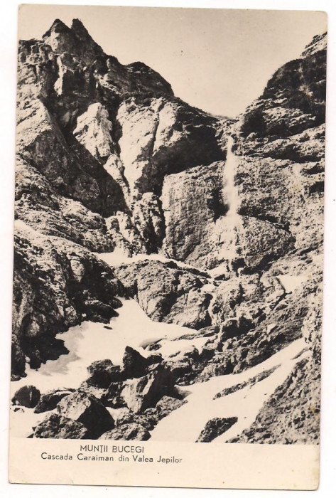 carte postala(ilustrata)-MUNTII BUCEGI-Cascada Caraiman din Valea Jepilor