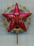 532 INSIGNA veche - V T A -AVIATIA MILITARA DE TRANSPORT ? -URSS? -acul cositorit, dar interesanta-starea care se vede