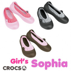 CROCS ORIGINALI papuci -balerini noi fetite cu eticheta - model sophia girls , culoare Chocolate/bubblegum C10/11 (27.5) foto