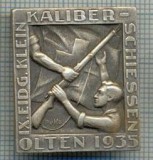 712 INSIGNA -MILITARA -IX EIDG.KLEIN KALIBER -SCHIESSEN -OLTEN 1935 -PAUL KRAMER NEUCHATEL -BREVETE-starea care se vede