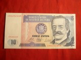 Bancnota 10 Intis Peru 1987 , cal.NC